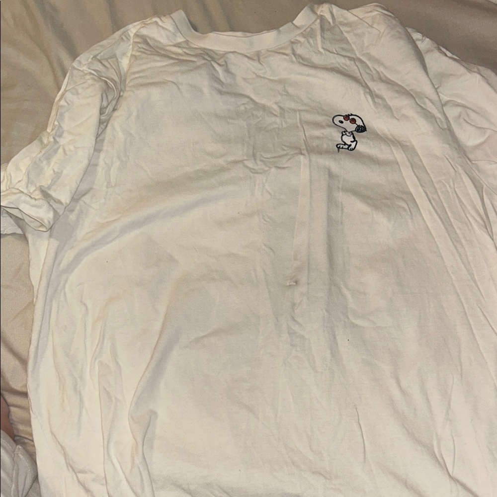 Peanuts White Snoopy Embroidered Men's Tee